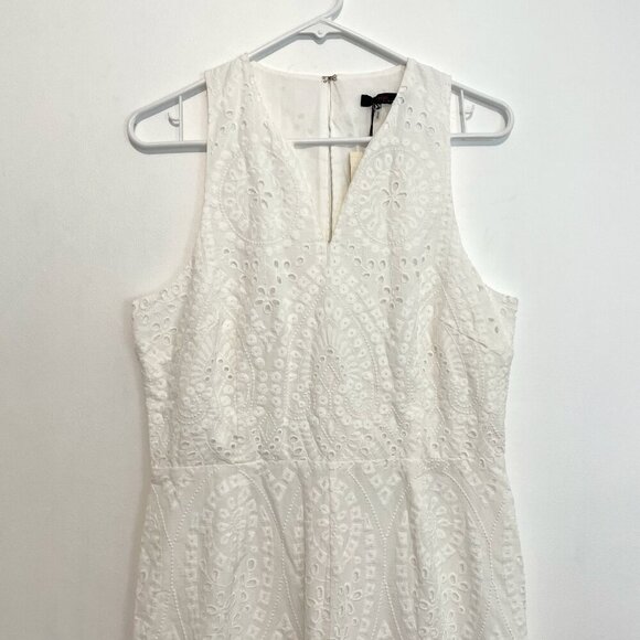 NEW NWT TRINA TRINA TURK Scallop Hem Eyelet Cropped Jumpsuit Cream Ivory ?? Boho - Picture 3 of 16